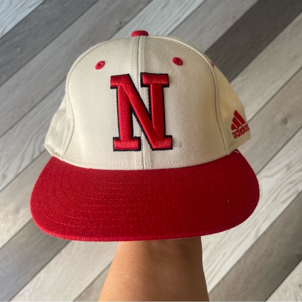 Adidas Nebraska Cornhuskers Cream and Red Cap with N Logo